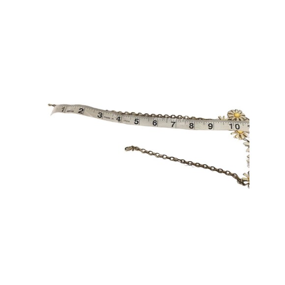 Daisy Sunflower Floral Statement Necklace Women White Enamel Yellow Pearl Center - Picture 16 of 16